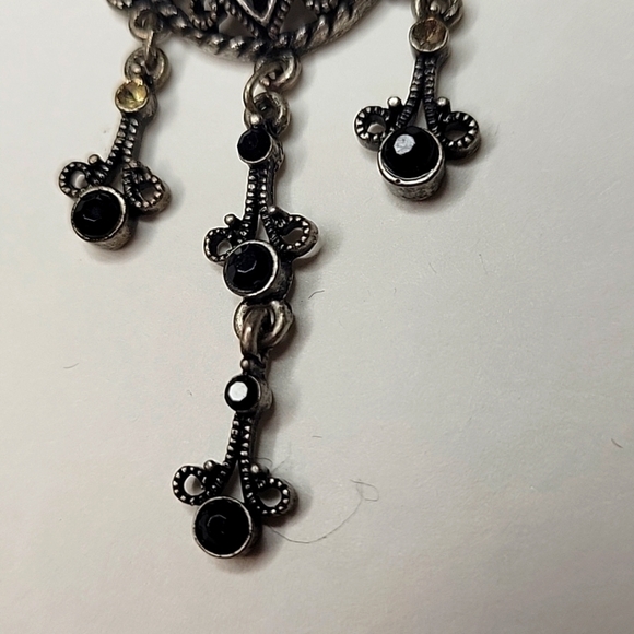 VINTAGE black and grey chandelier dangle crystal earrings. - Picture 5 of 6